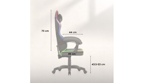Fotel Gamingowy obrotowy Welurowy RGB Krzesło Gracza Poduszki Pilot HUZARO