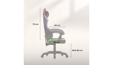 Fotel Gamingowy obrotowy Welurowy RGB Krzesło Gracza Poduszki Pilot HUZARO
