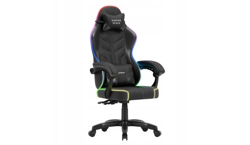 Fotel Gamingowy obrotowy Welurowy RGB Krzesło Gracza Poduszki Pilot HUZARO