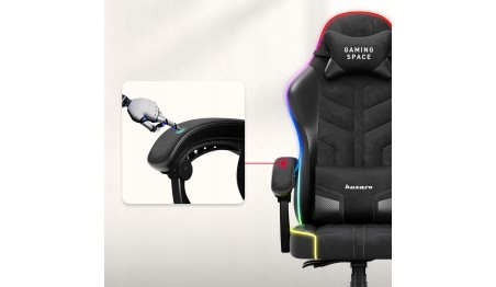 Fotel Gamingowy obrotowy Welurowy RGB Krzesło Gracza Poduszki Pilot HUZARO