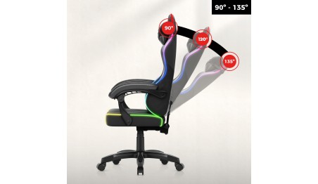 Fotel Gamingowy obrotowy Welurowy RGB Krzesło Gracza Poduszki Pilot HUZARO