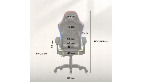 Fotel Gamingowy obrotowy Welurowy RGB Krzesło Gracza Poduszki Pilot HUZARO