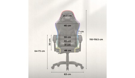 Fotel Gamingowy obrotowy Welurowy RGB Krzesło Gracza Poduszki Pilot HUZARO