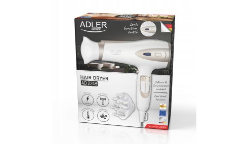 Mocna suszarka 2400W z jonizatorem dyfuzorem zimnym nadmuchem elegancka