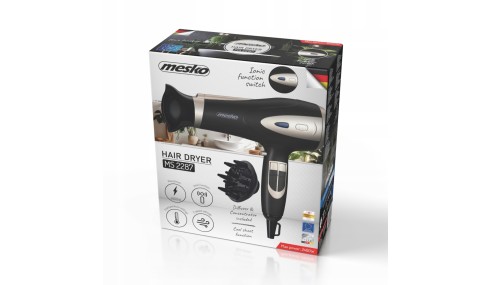 Suszarka do włosów 2200 W jonizacja dyfuzor 3 temperatury 2 prędkości Mesko