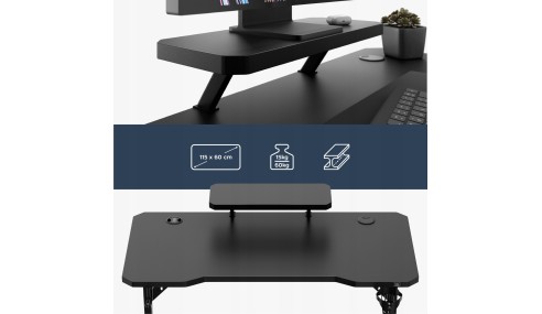 Biurko gamingowe komputerowe Stolik stół biurowy półka gniazdo USB uchwyt