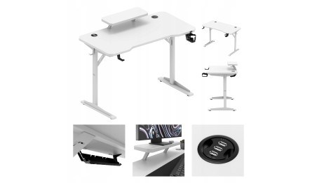 Biurko komputerowe gamingowe Stolik stół biurowy półka gniazdo USB uchwyt