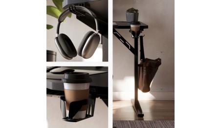 Biurko gamingowe komputerowe Stolik stół biurowy półka gniazdo USB uchwyt