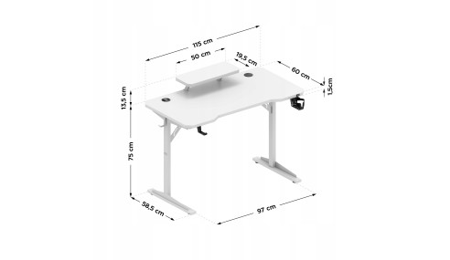 Biurko komputerowe gamingowe Stolik stół biurowy półka gniazdo USB uchwyt