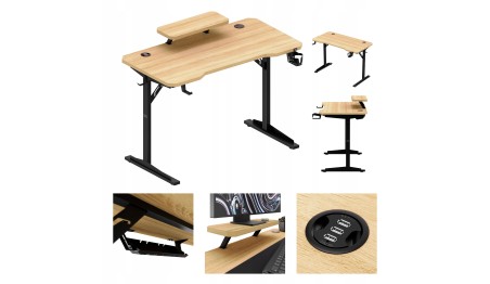 Biurko gamingowe komputerowe Stolik stół biurowy półka gniazdo USB uchwyt