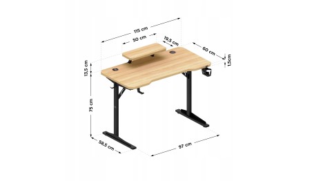 Biurko gamingowe komputerowe Stolik stół biurowy półka gniazdo USB uchwyt