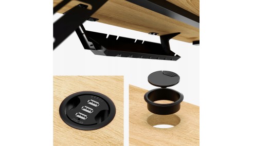 Biurko gamingowe komputerowe Stolik stół biurowy półka gniazdo USB uchwyt