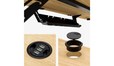 Biurko gamingowe komputerowe Stolik stół biurowy półka gniazdo USB uchwyt