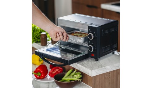 Mini Piekarnik Elektryczny 9L 650W Regulacja temperatury Timer Ruszt Blacha