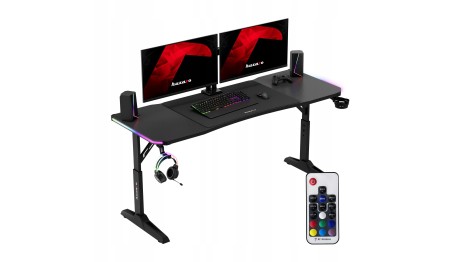 Biurko gamingowe LED RGB z regulacją 6 poziomów Stolik Gamingowy dla Gracza