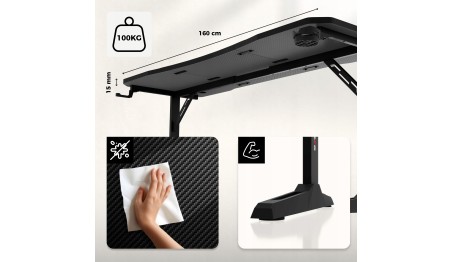 Biurko gamingowe regulowane 56-79 cm Stół Gamingowy Stolik dla Gracza 160cm