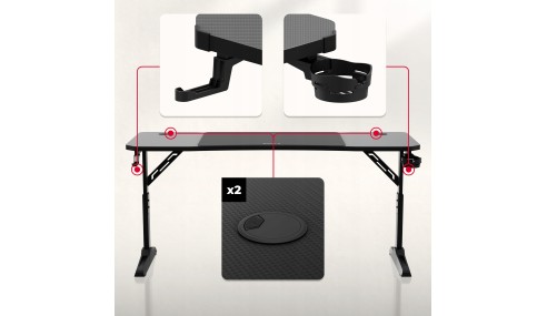 Biurko gamingowe regulowane 56-79 cm Stół Gamingowy Stolik dla Gracza 160cm