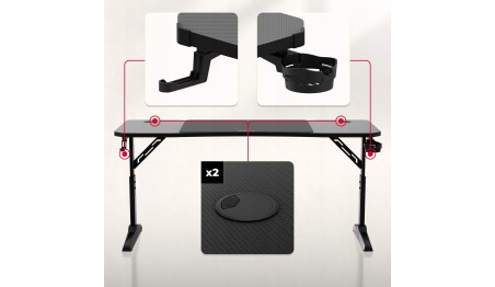 Biurko gamingowe regulowane 56-79 cm Stół Gamingowy Stolik dla Gracza 160cm