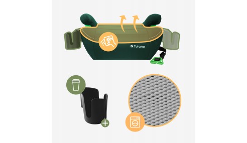 FOTELIK samochodowy Tulano Cabby 25 Green PODSTAWKA iSize 125-150cm