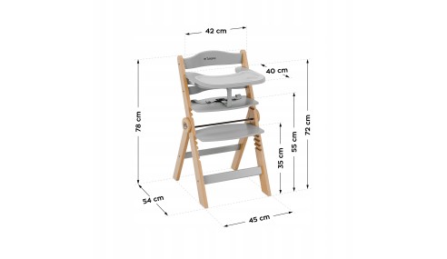 KRZESEŁKO DO KARMIENIA DLA DZIECKA KRZESŁO 2 w 1 z taca + pasy + podnóżek
