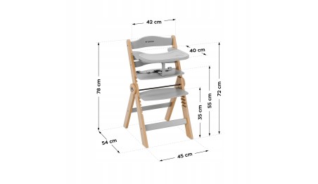 KRZESEŁKO DO KARMIENIA DLA DZIECKA KRZESŁO 2 w 1 z taca + pasy + podnóżek