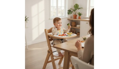 KRZESEŁKO DO KARMIENIA DLA DZIECKA KRZESŁO 2 w 1 z taca + pasy + podnóżek