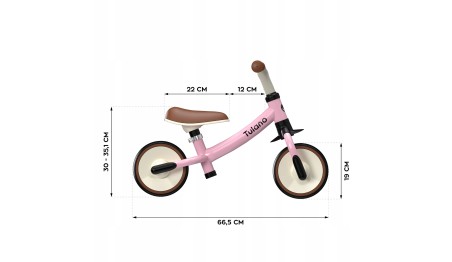 ROWEREK biegowy Tulano Scout 15 RÓŻOWY dla dzieci 18 m+, regulowany