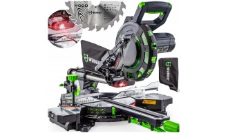 Piła Ukośnica DO DREWNA 210mm z POSUWEM Kątowa Laser Przecinarka Pilarka