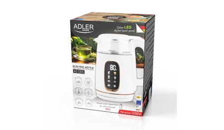 Czajnik elektryczny szklany LED 1,7L 2200W Regulacja temperatury Adler