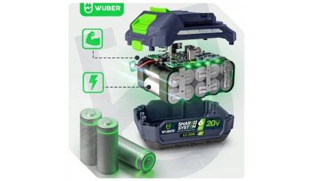 AKUMULATOR BATERIA WUBER SHARE+ SYSTEM LITOWO JONOWY 20 V 6.0 AH WUBER