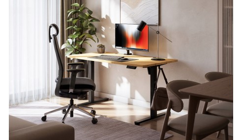 Biurko Elektryczne 140cm Regulowane Pamięć stolik biurowy Leader 7.3 Dąb