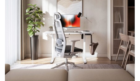 Biurko Elektryczne 120cm Regulowane Pamięć stolik biurowy Leader 6.9 Białe