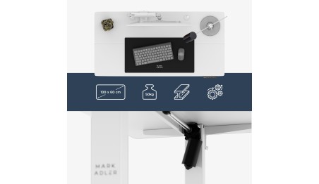 Biurko Elektryczne 120cm Regulowane Pamięć stolik biurowy Leader 6.9 Białe