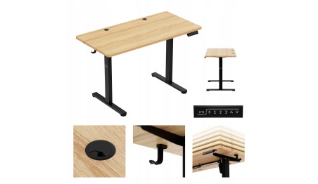 Biurko Elektryczne 120cm Regulowane Pamięć stolik biurowy Leader 6.9 Dąb