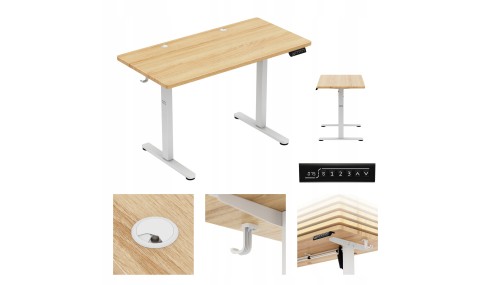 Biurko Elektryczne 120cm Regulowane Pamięć stolik biurowy Leader 6.9 Dąb