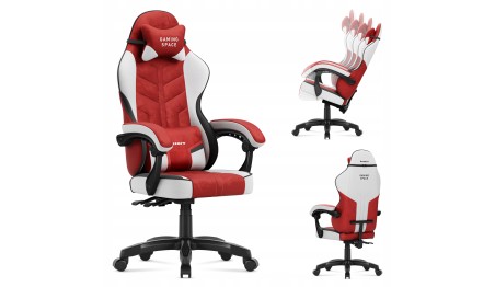 Fotel Gamingowy obrotowy Welurowy Krzesło Gracza Poduszki TILT 140kg HUZARO