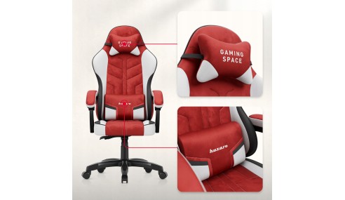 Fotel Gamingowy obrotowy Welurowy Krzesło Gracza Poduszki TILT 140kg HUZARO