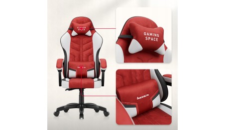 Fotel Gamingowy obrotowy Welurowy Krzesło Gracza Poduszki TILT 140kg HUZARO