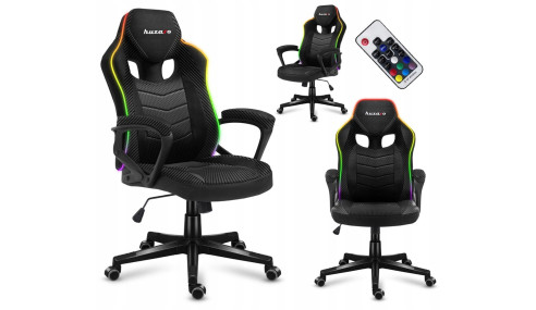 FOTEL GAMINGOWY GRACZA HUZARO RGB LED PILOT 69x56x22