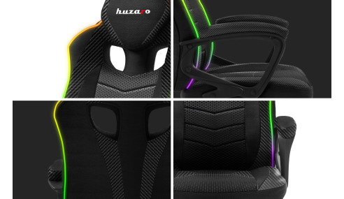 FOTEL GAMINGOWY GRACZA HUZARO RGB LED PILOT 69x56x22