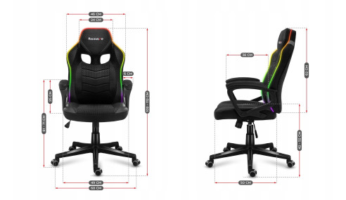 FOTEL GAMINGOWY GRACZA HUZARO RGB LED PILOT 69x56x22