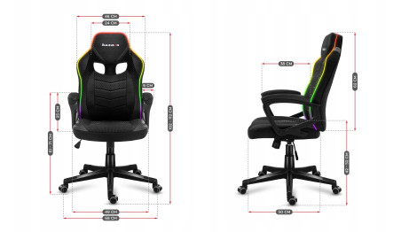 FOTEL GAMINGOWY GRACZA HUZARO RGB LED PILOT 69x56x22