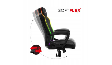 FOTEL GAMINGOWY GRACZA HUZARO RGB LED PILOT 69x56x22