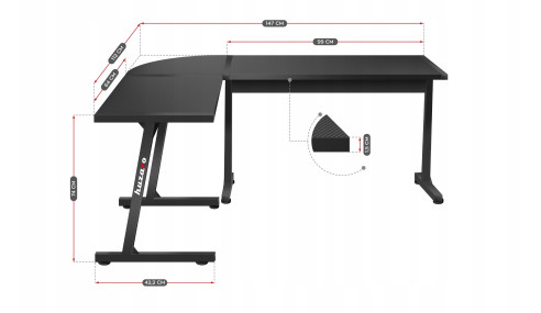 BIURKO GAMINGOWE KOMPUTEROWE NAROŻNE GRACZA HUZARO