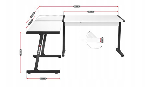 BIURKO GAMINGOWE KOMPUTEROWE NAROŻNE GRACZA HUZARO
