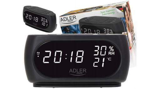 ZEGAR LED BUDZIK TERMOMETR WILGOTNOŚĆ HIGROMETR
