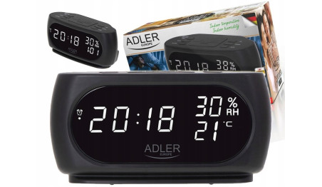 ZEGAR LED BUDZIK TERMOMETR WILGOTNOŚĆ HIGROMETR