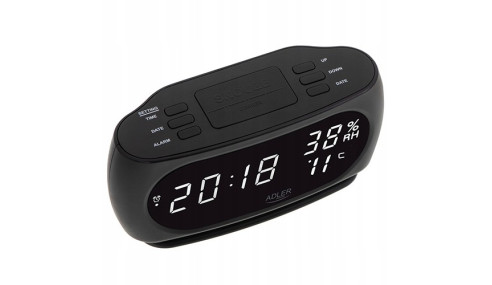 ZEGAR LED BUDZIK TERMOMETR WILGOTNOŚĆ HIGROMETR