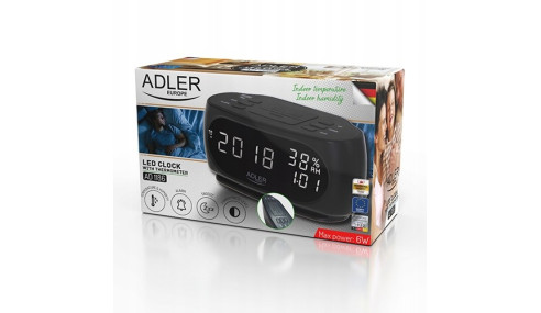 ZEGAR LED BUDZIK TERMOMETR WILGOTNOŚĆ HIGROMETR
