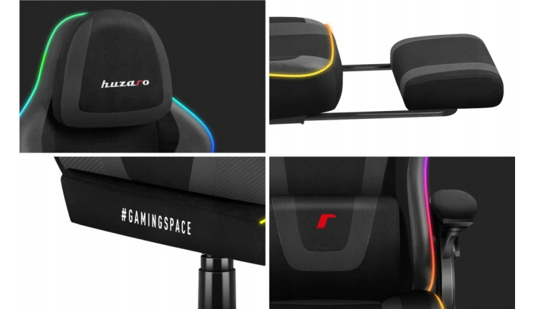 FOTEL GAMINGOWY OBROTOWY KOMPUTEROWY KRZESŁO DLA GRACZA Huzaro RGB Smart